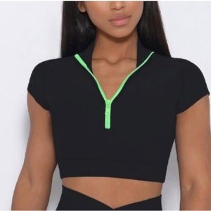 Bombshell Neon Zip Top (Black)